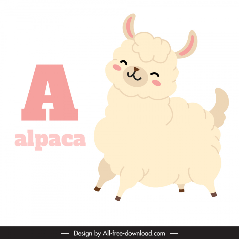 preschool education design elements a text alpaca animal handdrawn cartoon sketch