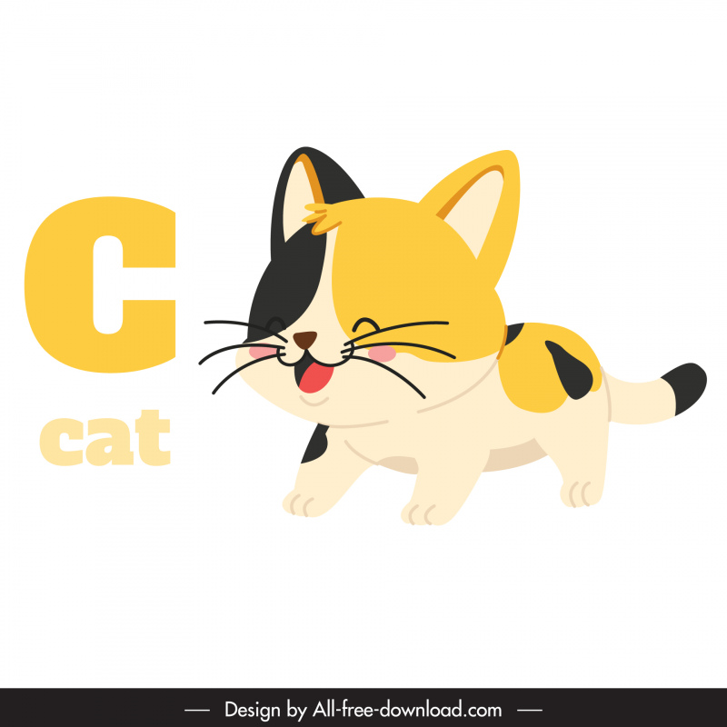 preschool education design elements c text cat icon cute cartoon design
