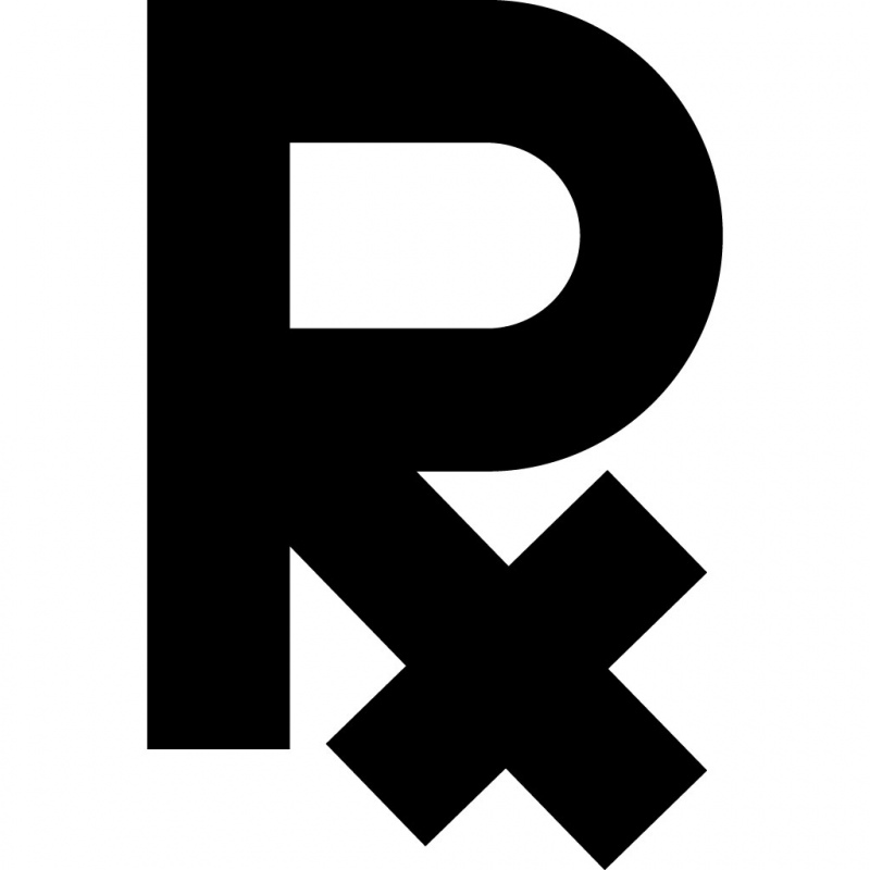 prescription sign icon flat silhouette text cross outline