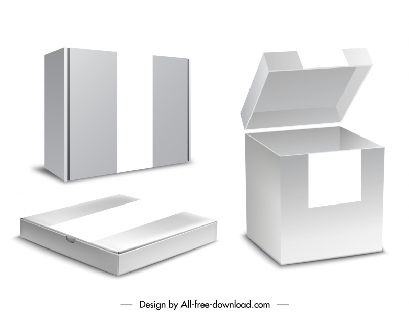 present box icons elegant modern 3d sketch