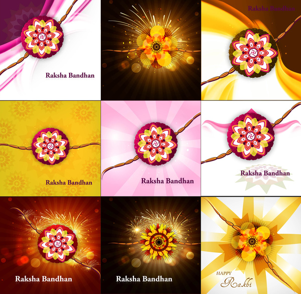 presentation beautiful raksha bandhan celebration collection colorful background vector