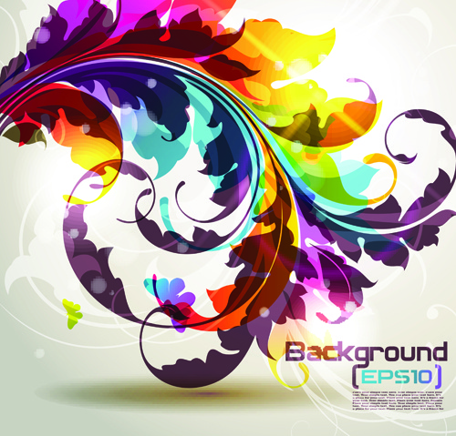 pretty and colorful floral elements backgorund vector