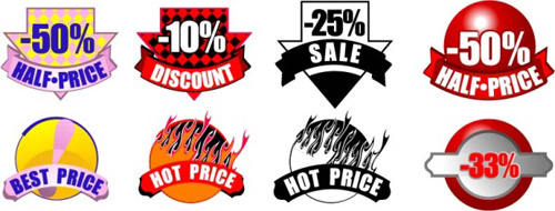 price discount labels vectors