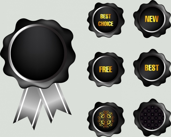 product promotion seal sets shiny black design