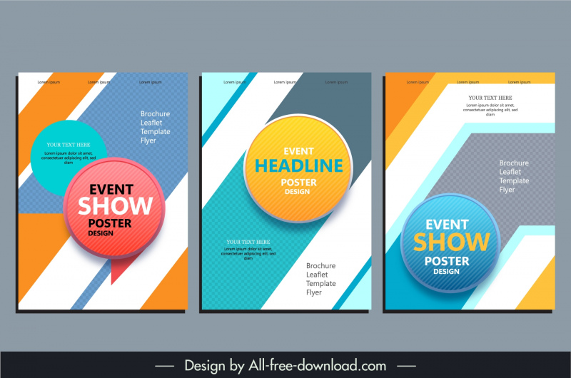 professional business flyer templates elegant modern circle striped lines