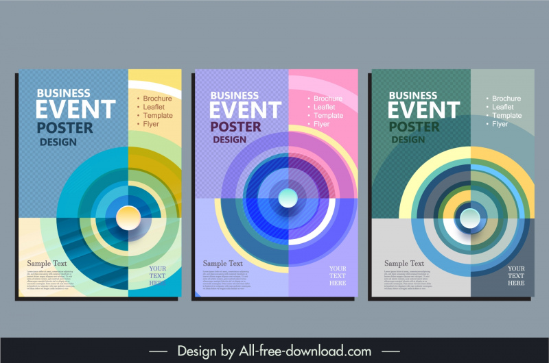 professional business flyer templates modern colorful concentric circles 
