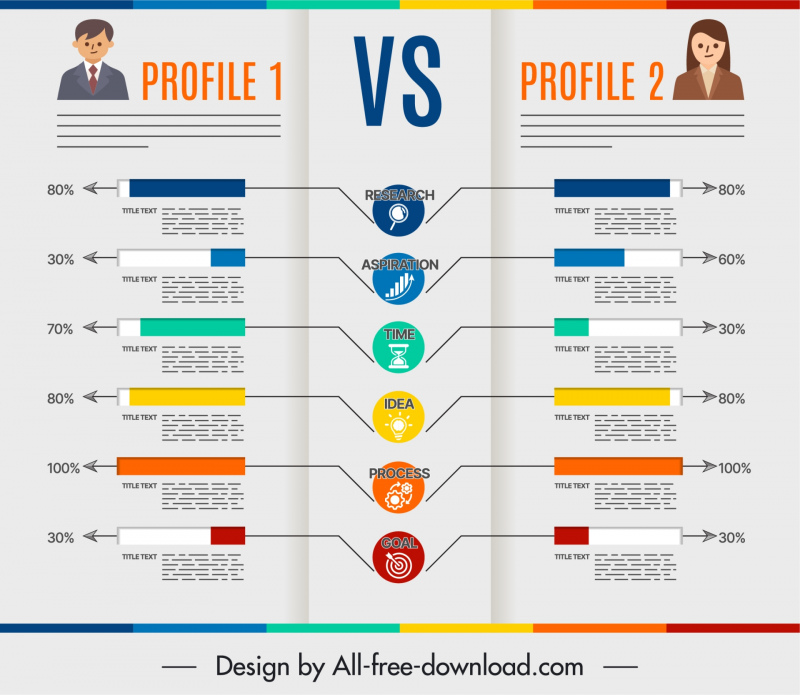 profile compare infographic template elegant symmetric