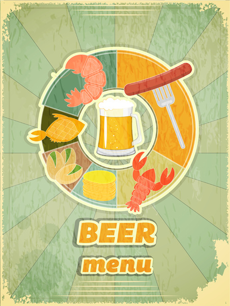 pub beer menu retro style vector
