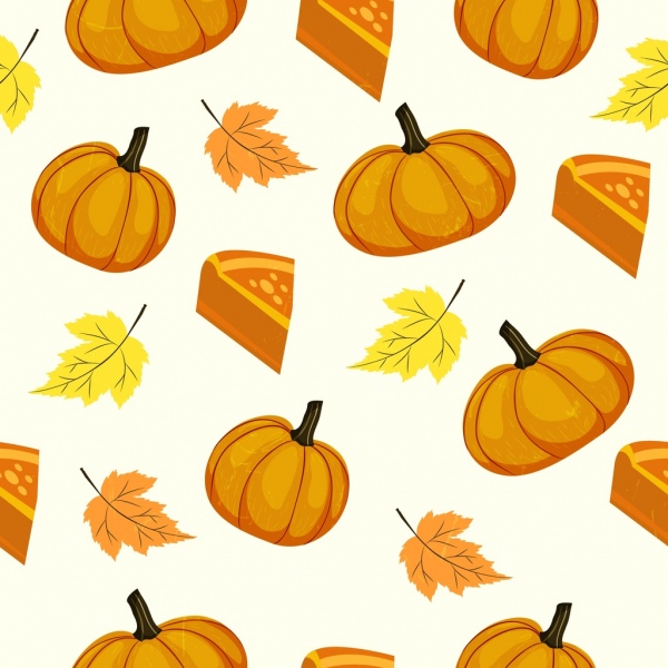 pumpkin background yellow icons 3d slice leaf decor