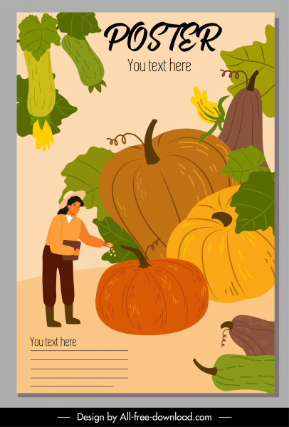 pumpkin crop advertising poster classic cartoon sketch