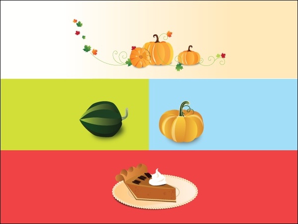 pumpkins and cream cakes vector illustration