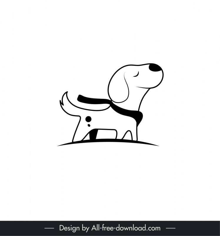 puppy icon logotype cute flat handdrawn outline 