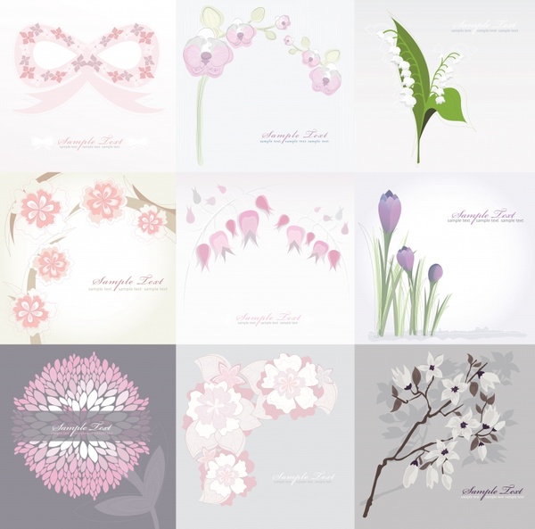 flowers card templates elegant bright classic decor