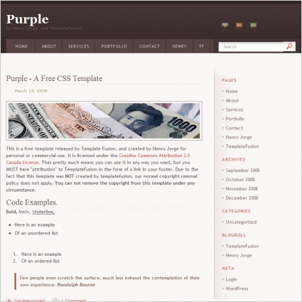 Purple Blog Template