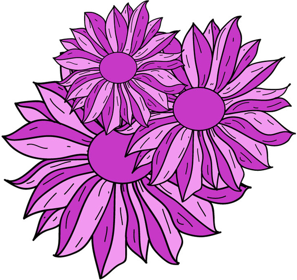 Purple drawn flowers Free vector in Adobe Illustrator ai ( .ai ) vector