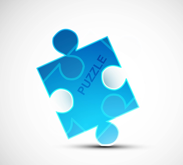 puzzle blue colorful shiny vector whit