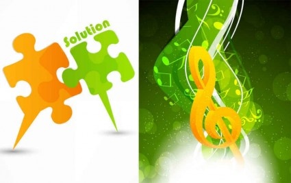 puzzle with music background art vector