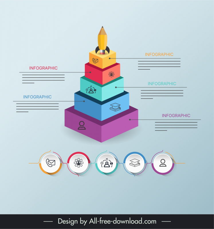pyramid infographic template 3d modern