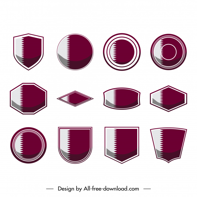 qatar icons sets flat geometric shapes sketch