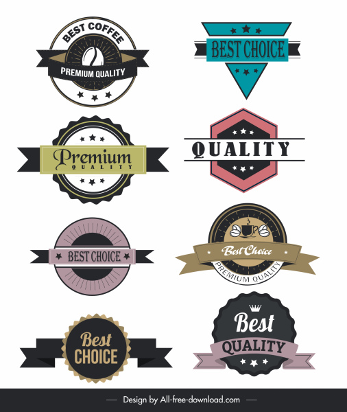 quality labels templates classic flat shapes
