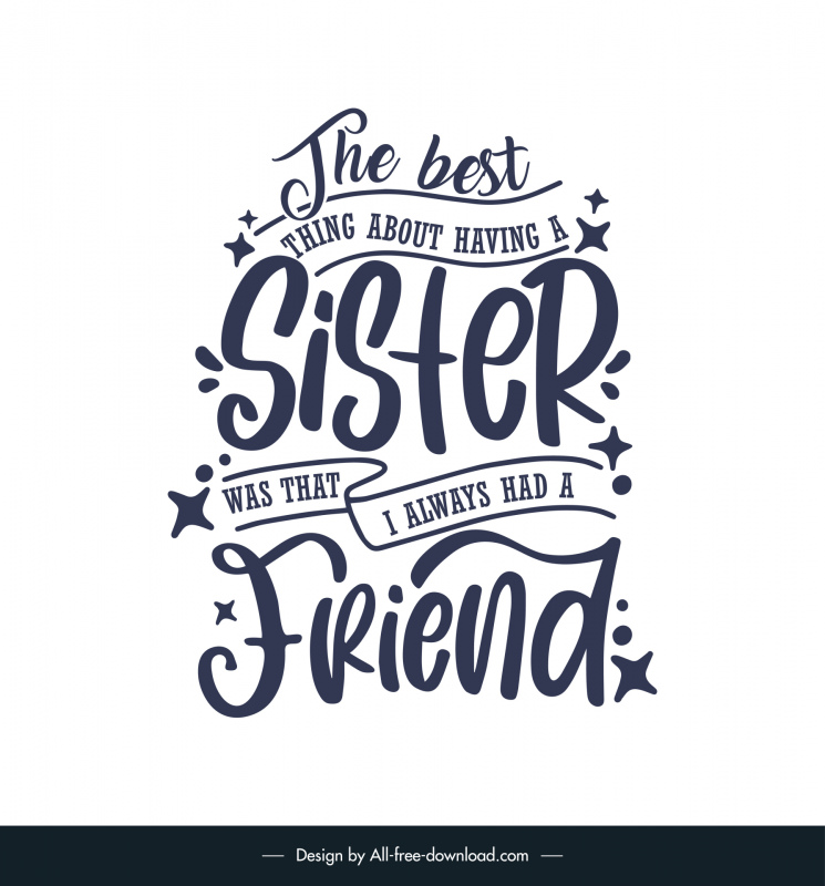 quotes for a sister poster template dynamic calligraphic texts stars decor