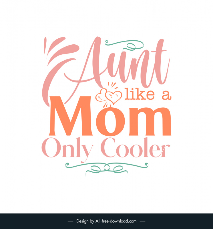quotes for an aunt poster template classical handdrawn texts hearts curves decor 