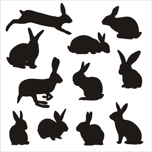 Download Rabbit cute silhouettes vectors Free vector in Adobe ...