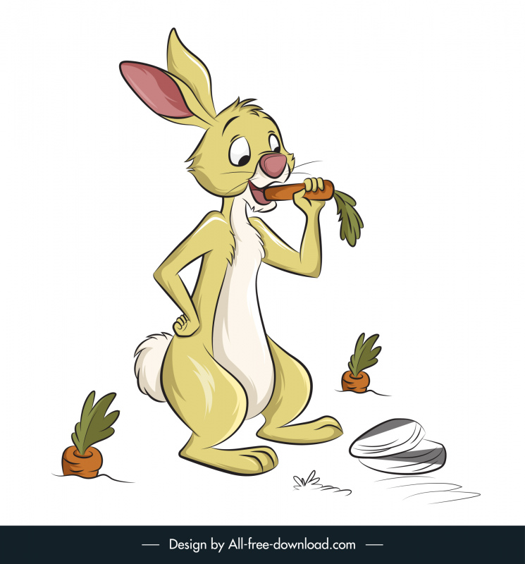 rabbit eats carrot in my friends tigger pooh cartoon icon handdrawn colored design