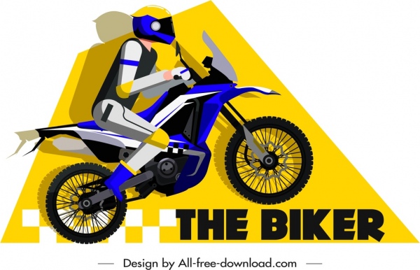 race banner motorbike biker icons decor
