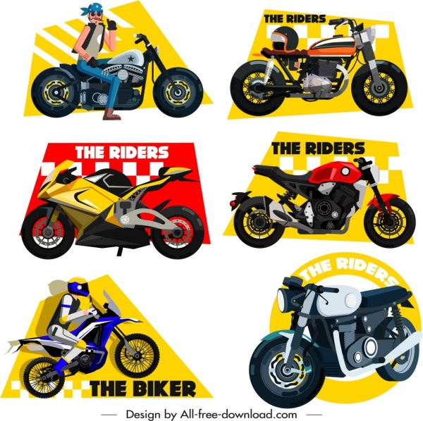 race design elements rider motorbike icons sketch