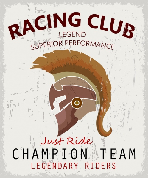 racing club advertisement retro design knight helmet icon