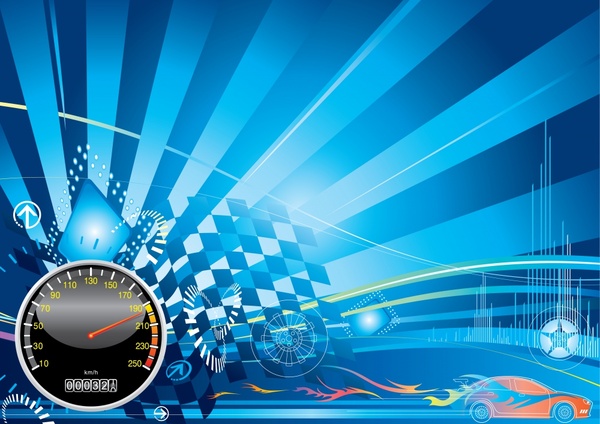 race advertising background dynamic light effect flags speedometer