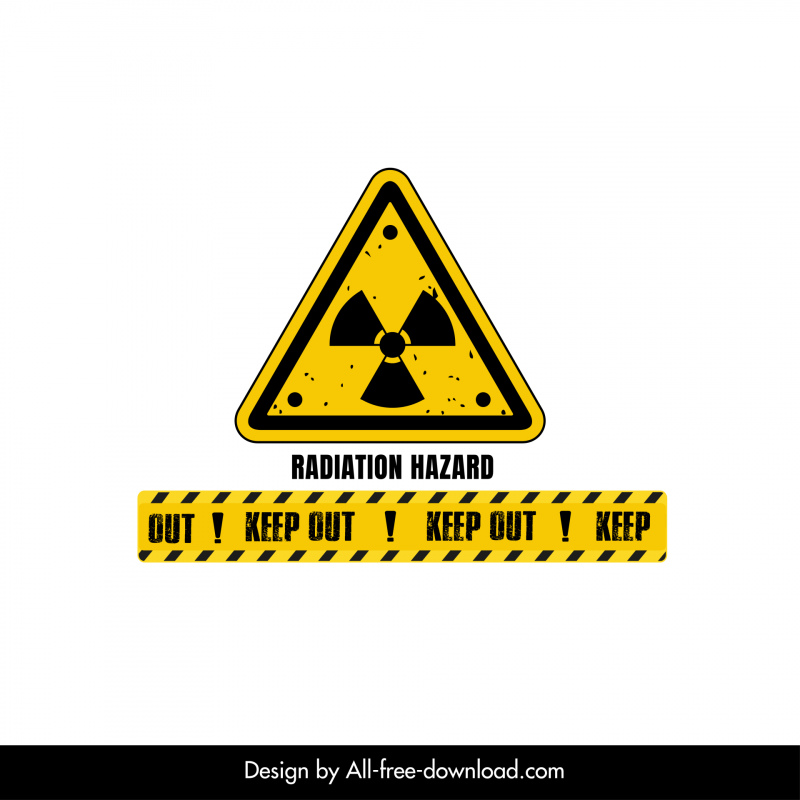radiation hazard keep out sign template grunge triangle sketch