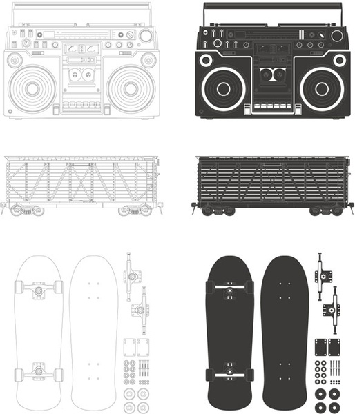 radio container skateboard vector