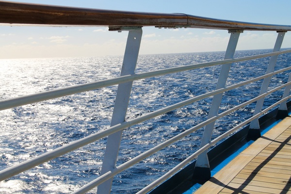 railing of ship at sea