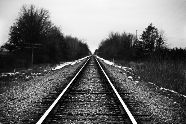 railroad tracks snow