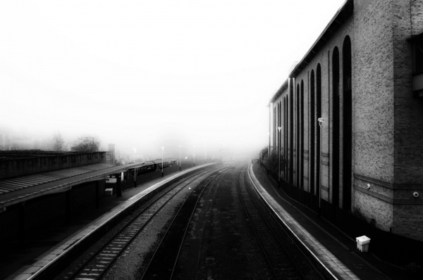 railway in fog