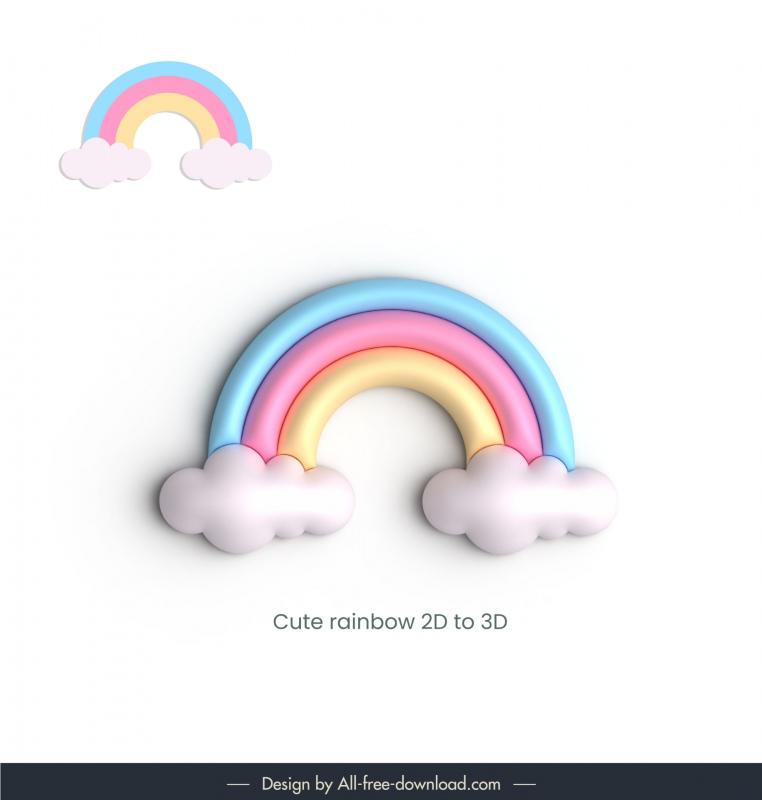   rainbow design elements elegant 3d 