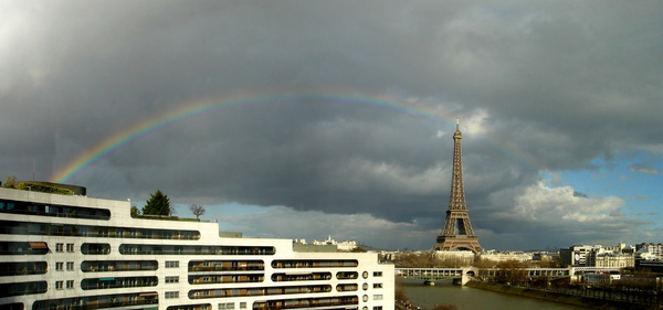 rainbow over the eiffel tower