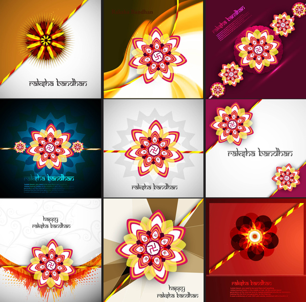 raksha bandhan beautiful celebration 9 collection presentation colorful vector design