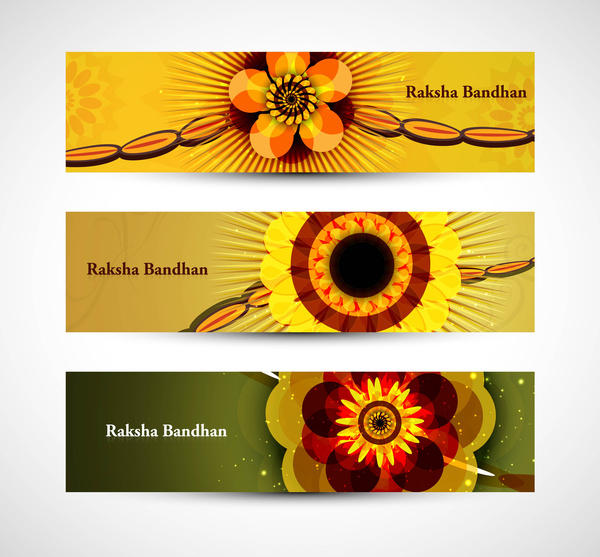 raksha bandhan celebration colorful headers vector