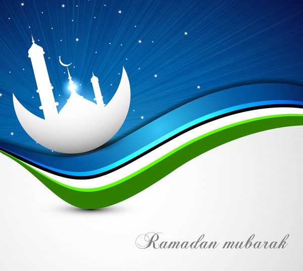 ramadan kareem bright blue colorful wave vector design