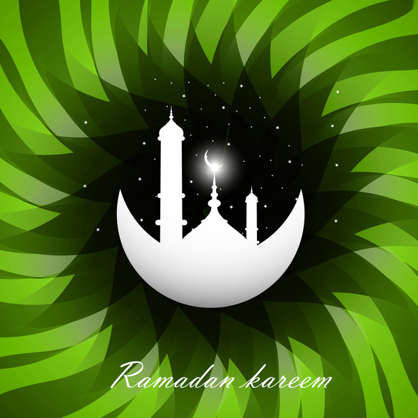 ramadan kareem bright green colorful swirl wave vector