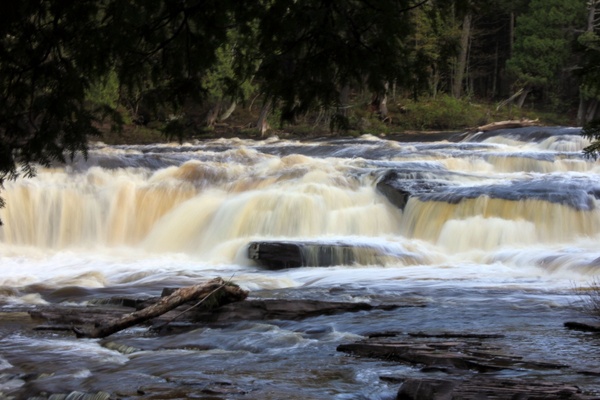 rapids and waterfalls at porcupine mountains state park michigan 