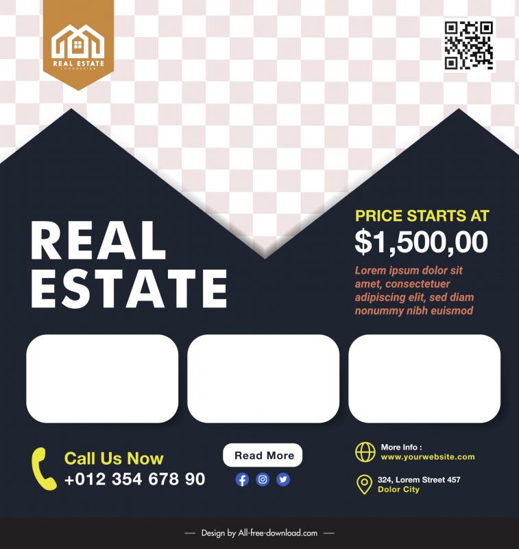 real estate banner template contrast checkered geometry 