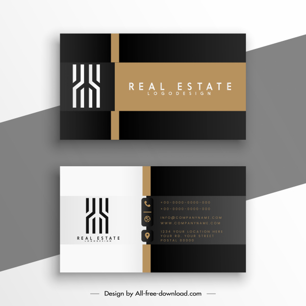 real estate business card template elegant contrast decor