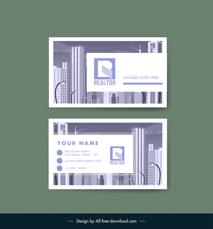 real estate business card template flat landscape architecture 