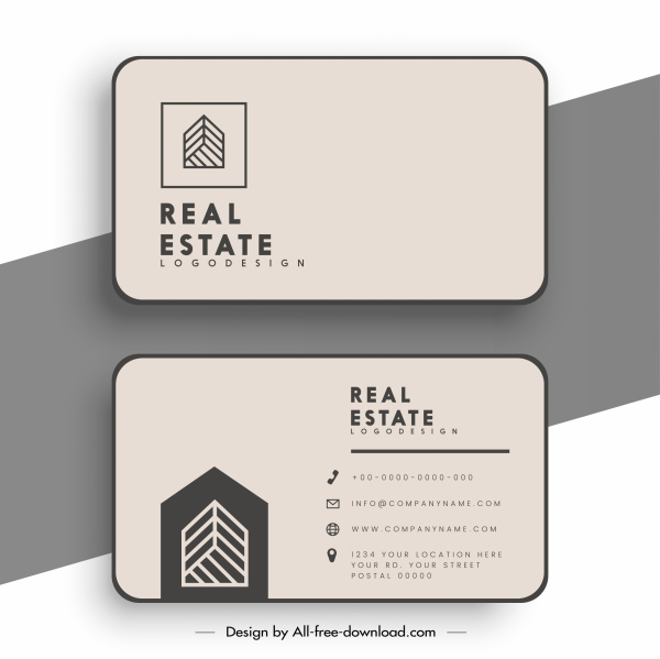 real estate business card template simple plain classic