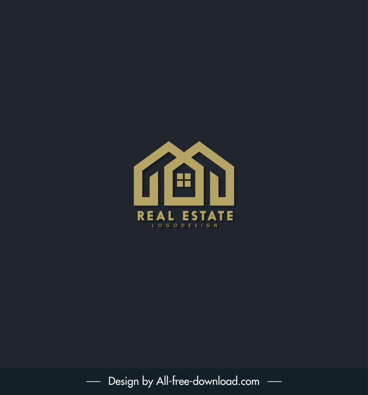 real estate logo template dark flat house window stylization sketch 