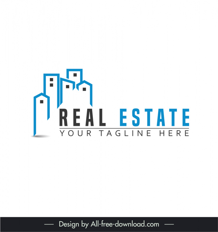 real estate logo template flat buildings texts sketch